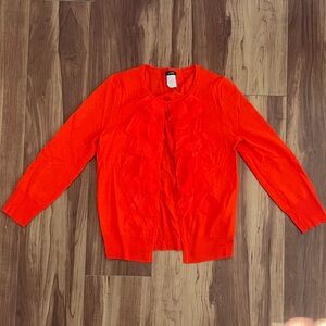 J. Crew Vibrant Red Women's Cardigan with Ruffle Accents